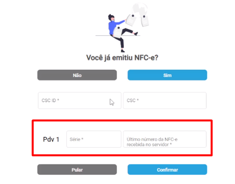 Número de série e número da NFC-e