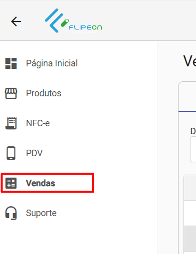 Botão Relatório de venda